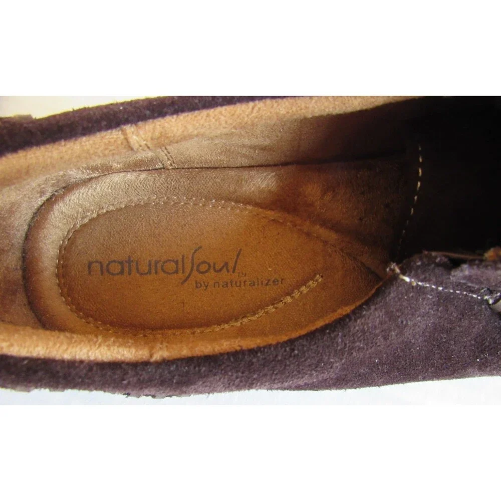 Natural Soul Dark Brown RIGG Slip On Front Zip Suede Leather Loafer Size 8M